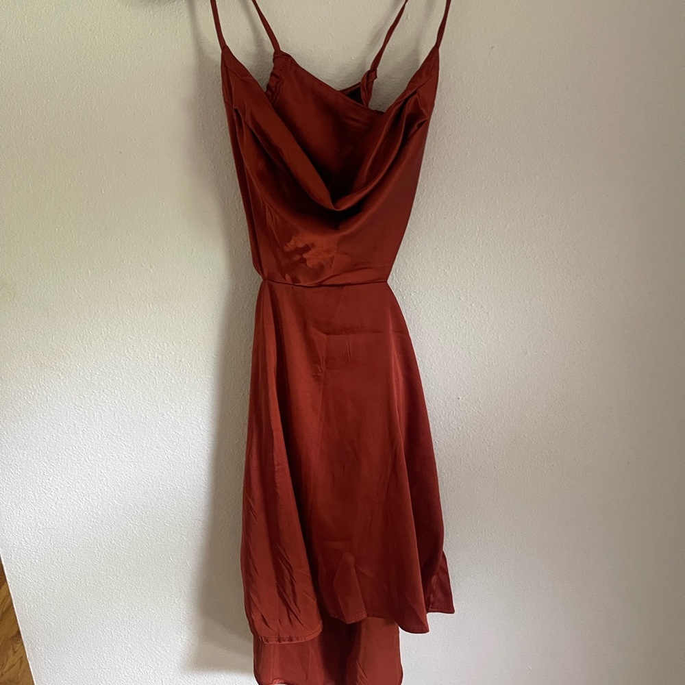 Copper side cut out dress